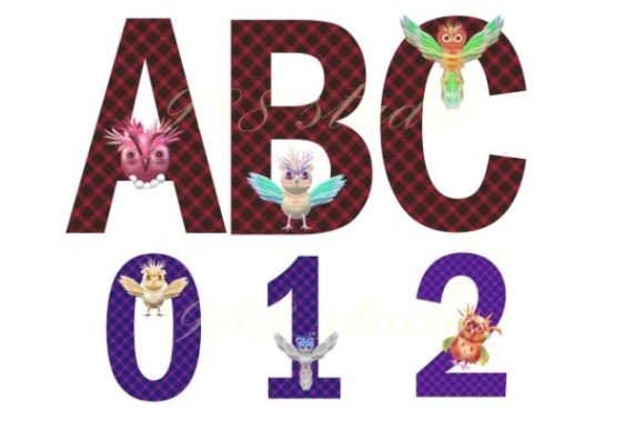 3D Owl Alphabets and Numbers Png Font for Design Projects