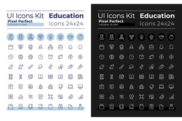 Distance Education Icons: Pixel Perfect for Any Theme