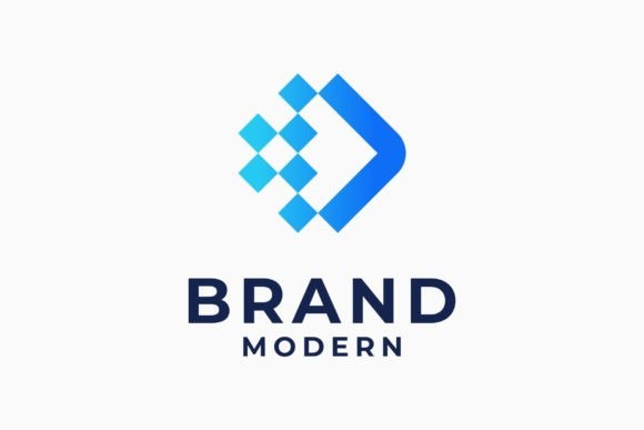 Forward Arrow Pixel Digital Logo: A Vector Logo Template for Modern Brands