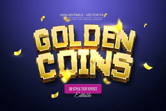 Golden Coin Pixel 3D Style Text Effect: A Fully Editable Vector Asset