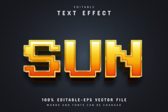 Sun Text: Bold 3D Pixel Style Text Effect for Modern Design