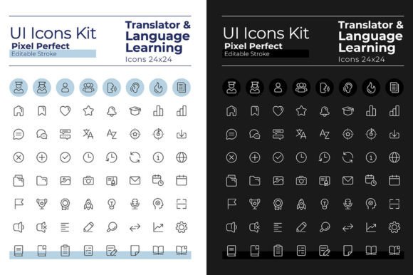 Translator Pixel Perfect Linear UI Icons for Designers