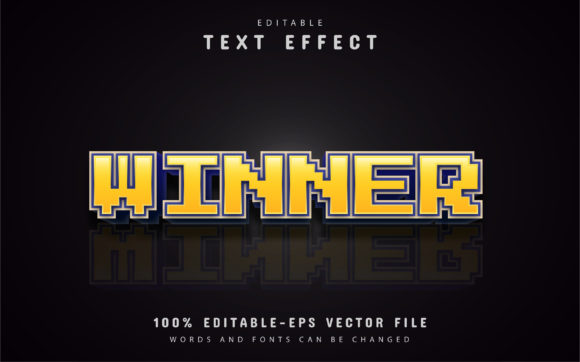Yellow Winner Pixel Text Effect: A Bold, Editable Vector Design
